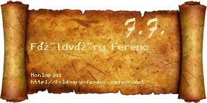 Földváry Ferenc névjegykártya