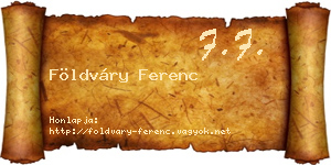 Földváry Ferenc névjegykártya