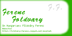 ferenc foldvary business card