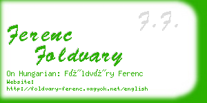 ferenc foldvary business card